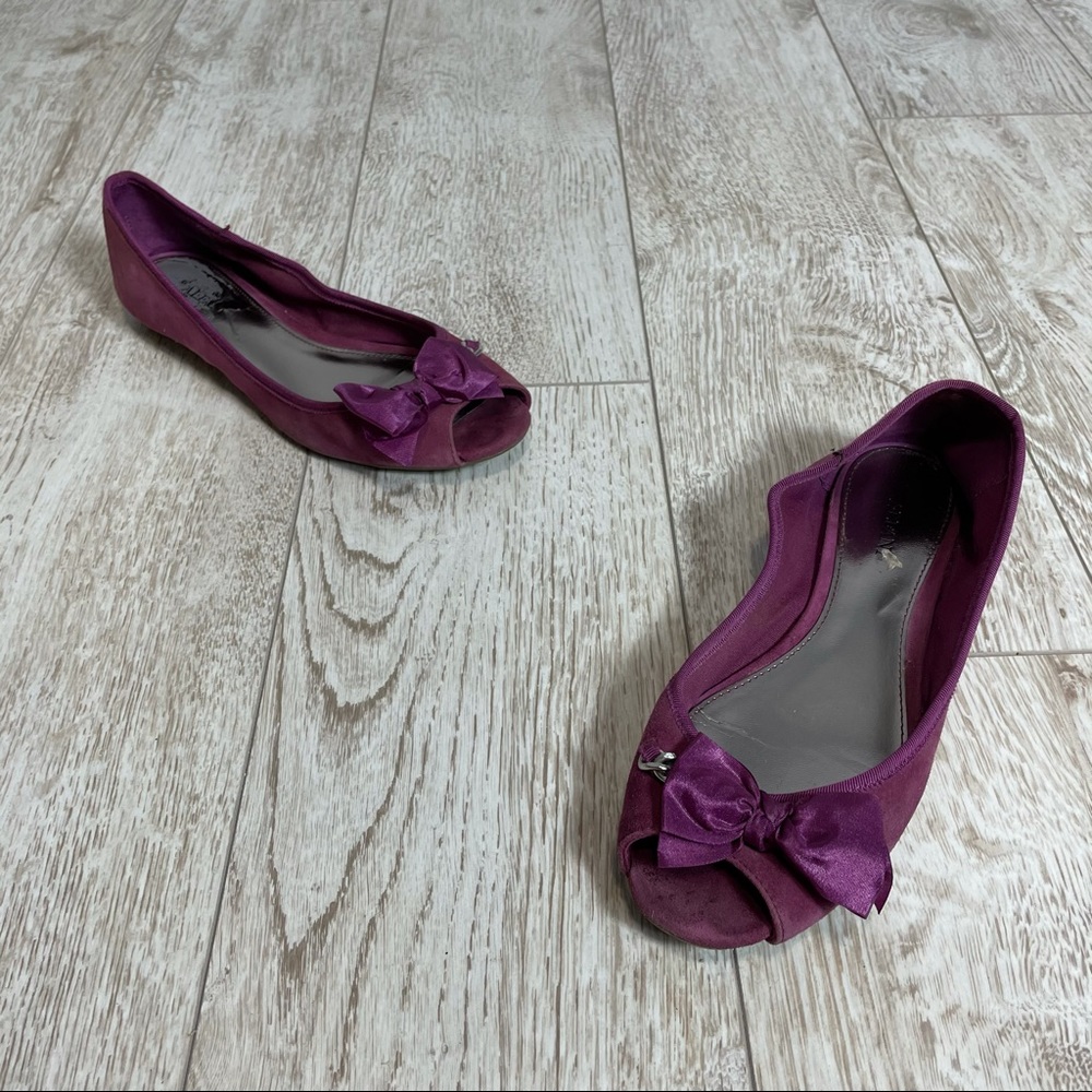 Alfani 7.5 suede purple peep toe ballerina flats